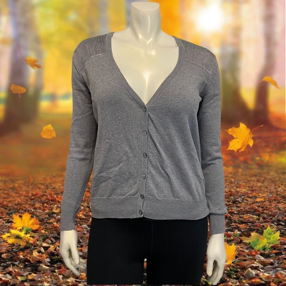 Torrid Gray Button Down Sequins Shoulder Sweater - image 6